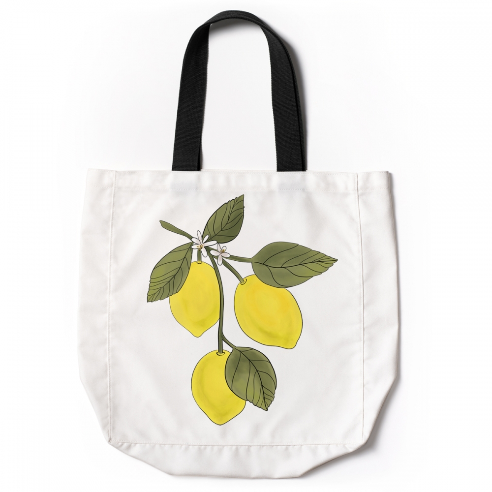 Lemons Reusable Tote Bag - Kelly Green by Punch Studio