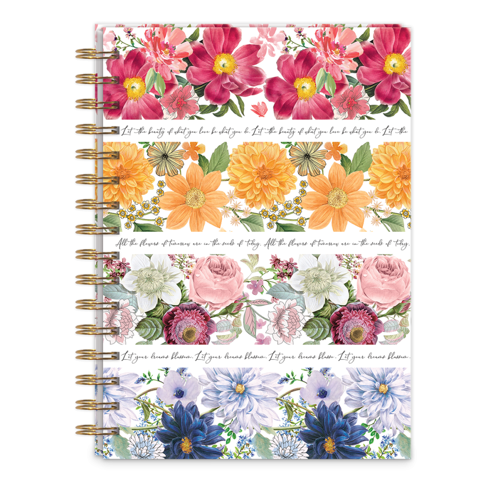 Notable Florals Floral Stripe Spiral Journal - Punch Studio